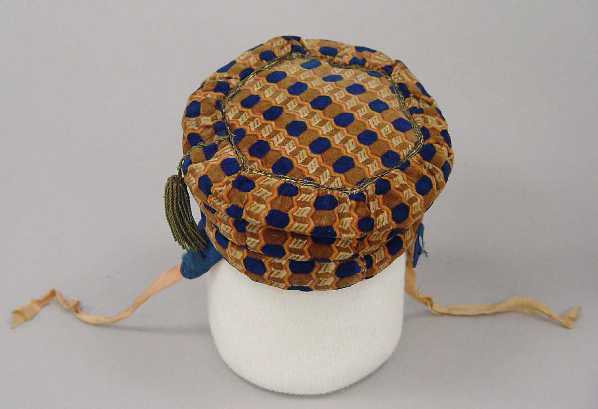 Cap, cotton, silk, metallic, American or European