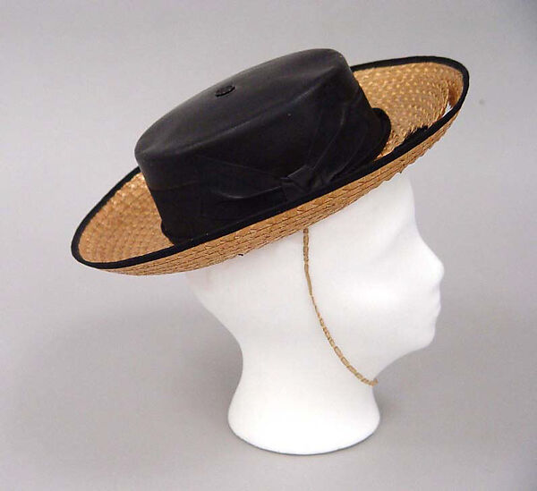 Hat, straw, leather, French