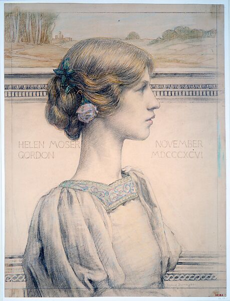 Mrs. Helen Moser Gordon, later Mrs. Ivanowski, Bryson Burroughs (American, Hyde Park, Massachusetts 1869–1934 New York), Colored chalk and graphite on tan board, American