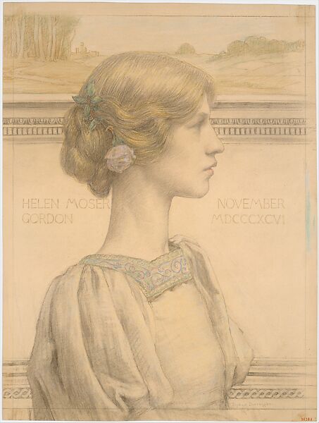 Mrs. Helen Moser Gordon, later Mrs. Ivanowski, Bryson Burroughs  American, Colored chalk and graphite on tan board, American