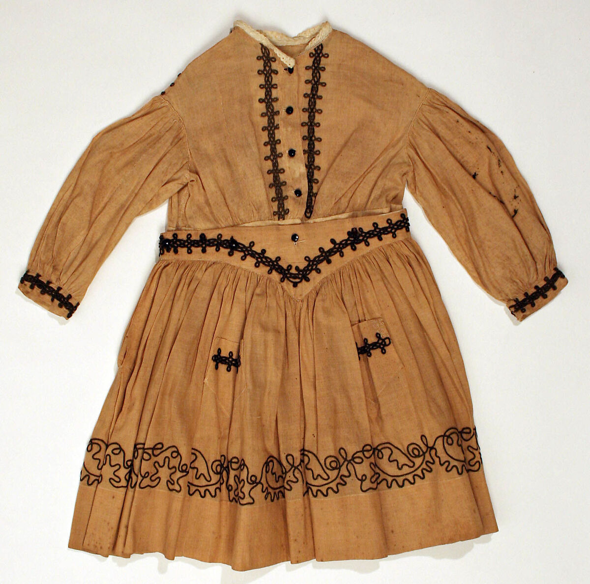 Dress, linen, cotton, silk, American