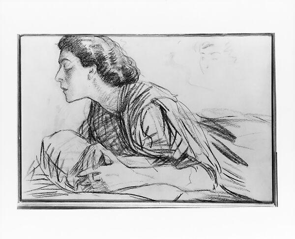 Portrait of Nazimova, Bryson Burroughs (American, Hyde Park, Massachusetts 1869–1934 New York), Charcoal and pink pastel on off-white laid paper, American
