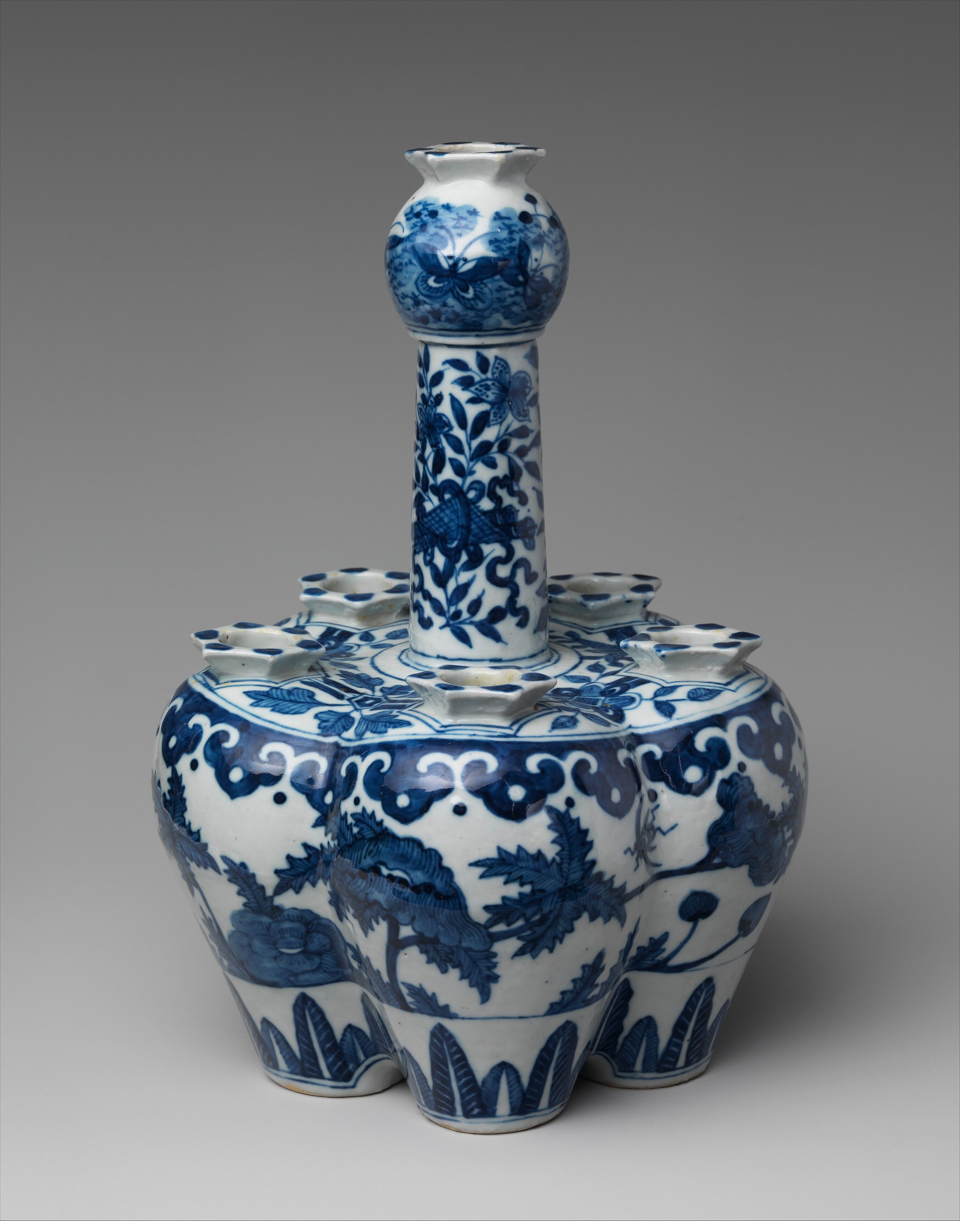 Bulb Pot, Porcelain, Chinese