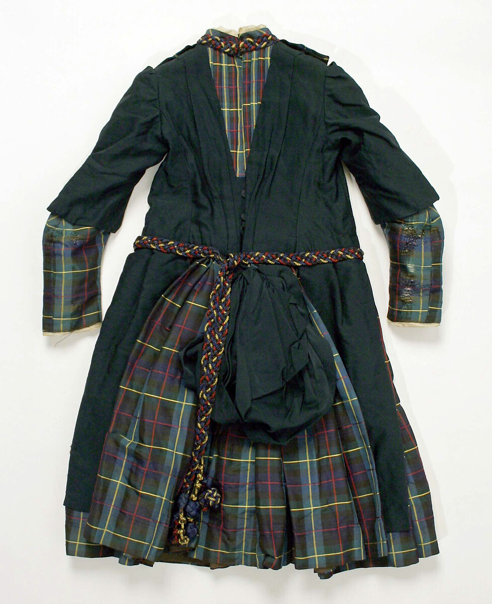 Dress, silk, wool, probably American