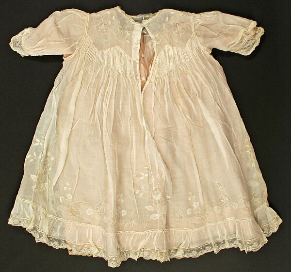 Dress, linen, silk, probably French