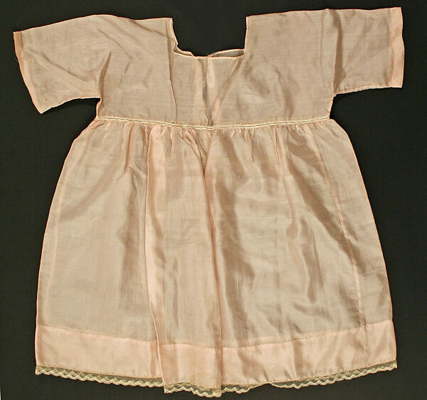 Dress, linen, silk, probably French
