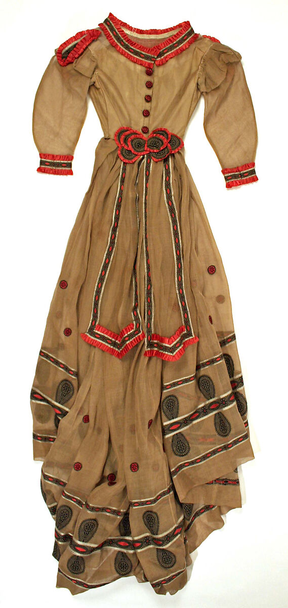 Dress, cotton, silk, American