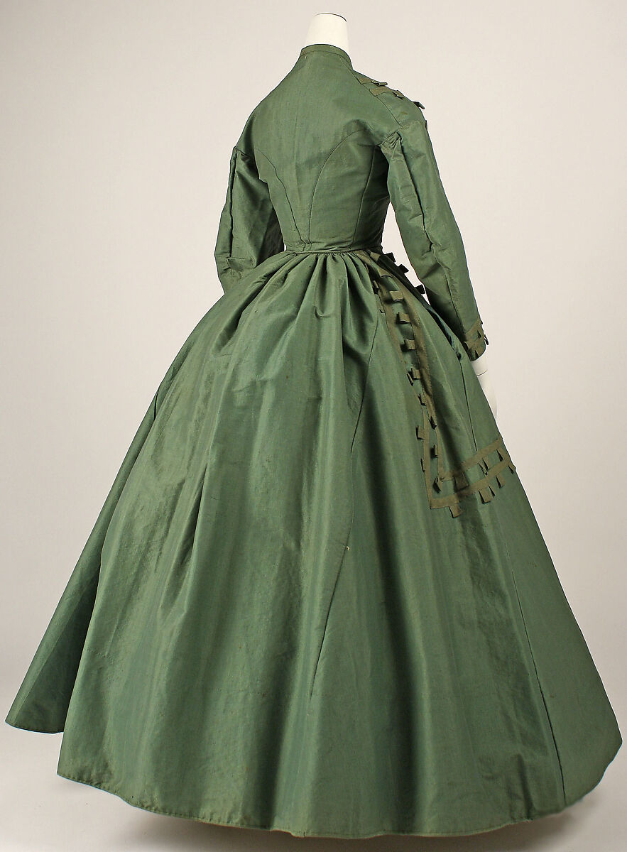 Dress, cotton, wool, silk, American