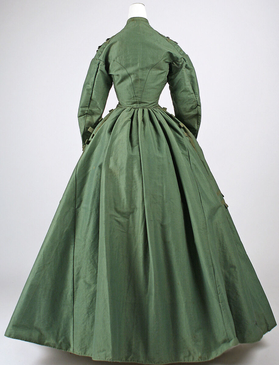 Dress, cotton, wool, silk, American