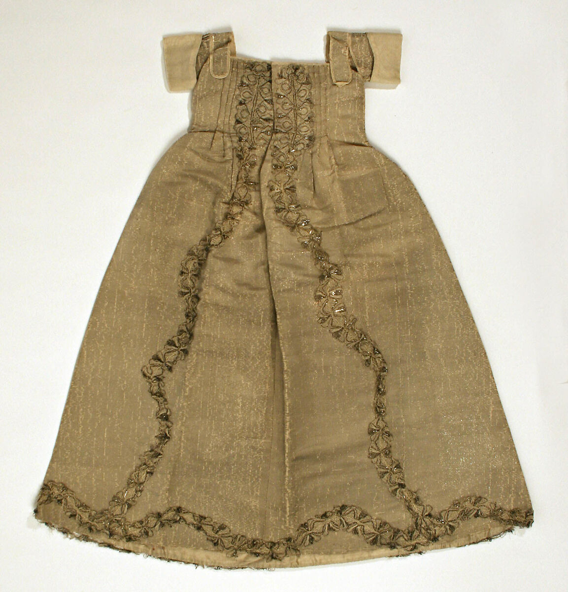 Christening ensemble, silk, silver, British