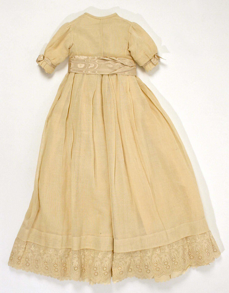 Christening ensemble, cotton, silk, probably American