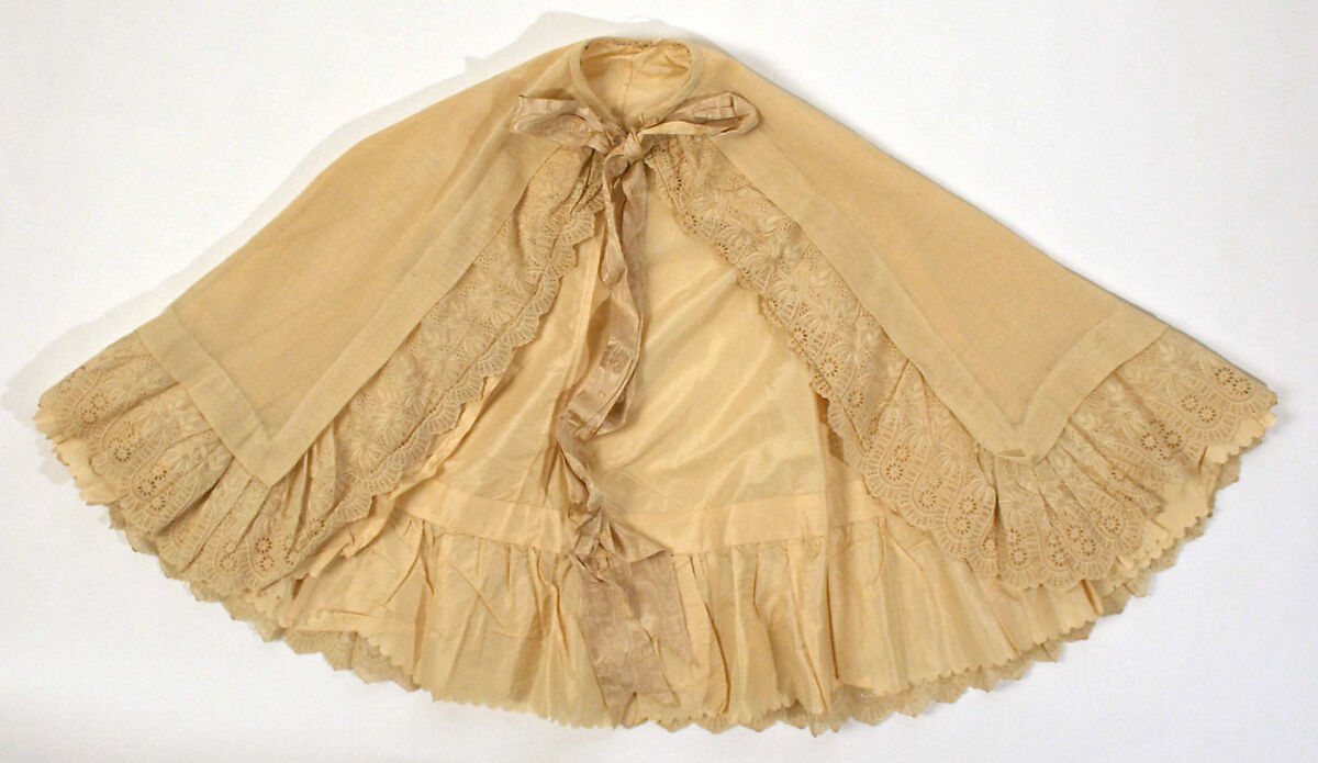 Christening ensemble, cotton, silk, probably American