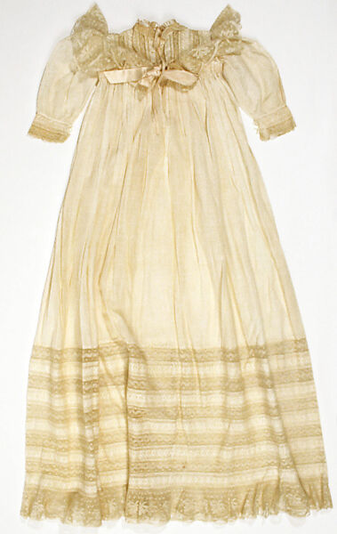 Christening dress, cotton, silk, American