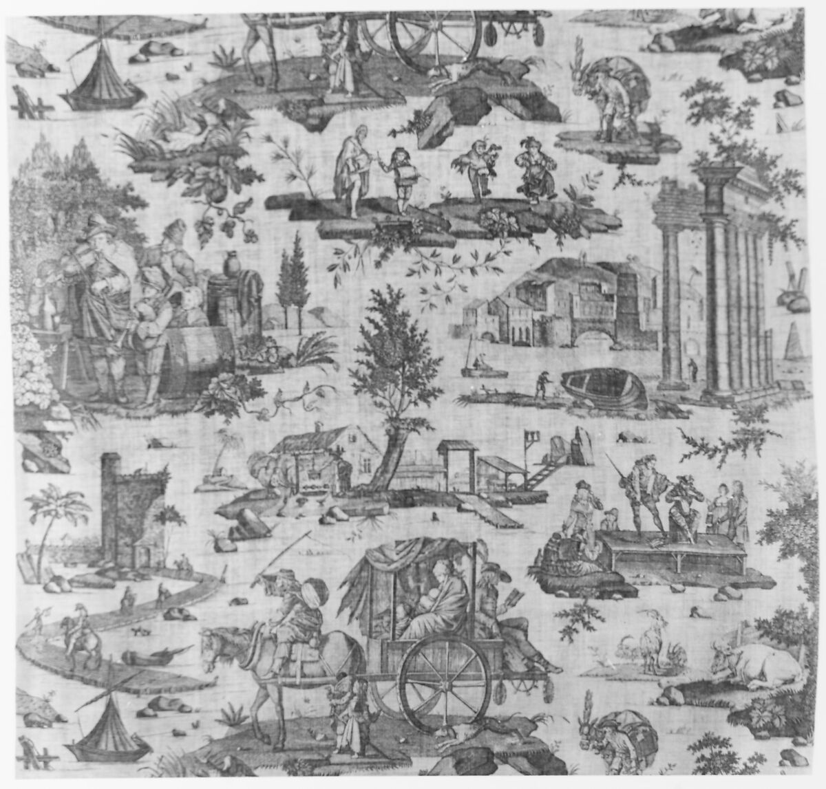 View of New York from Hoboken, Nicolino Calyo (American (born Italy), Naples 1799–1884 New York), Watercolor, gouache on off-white wove paper, American