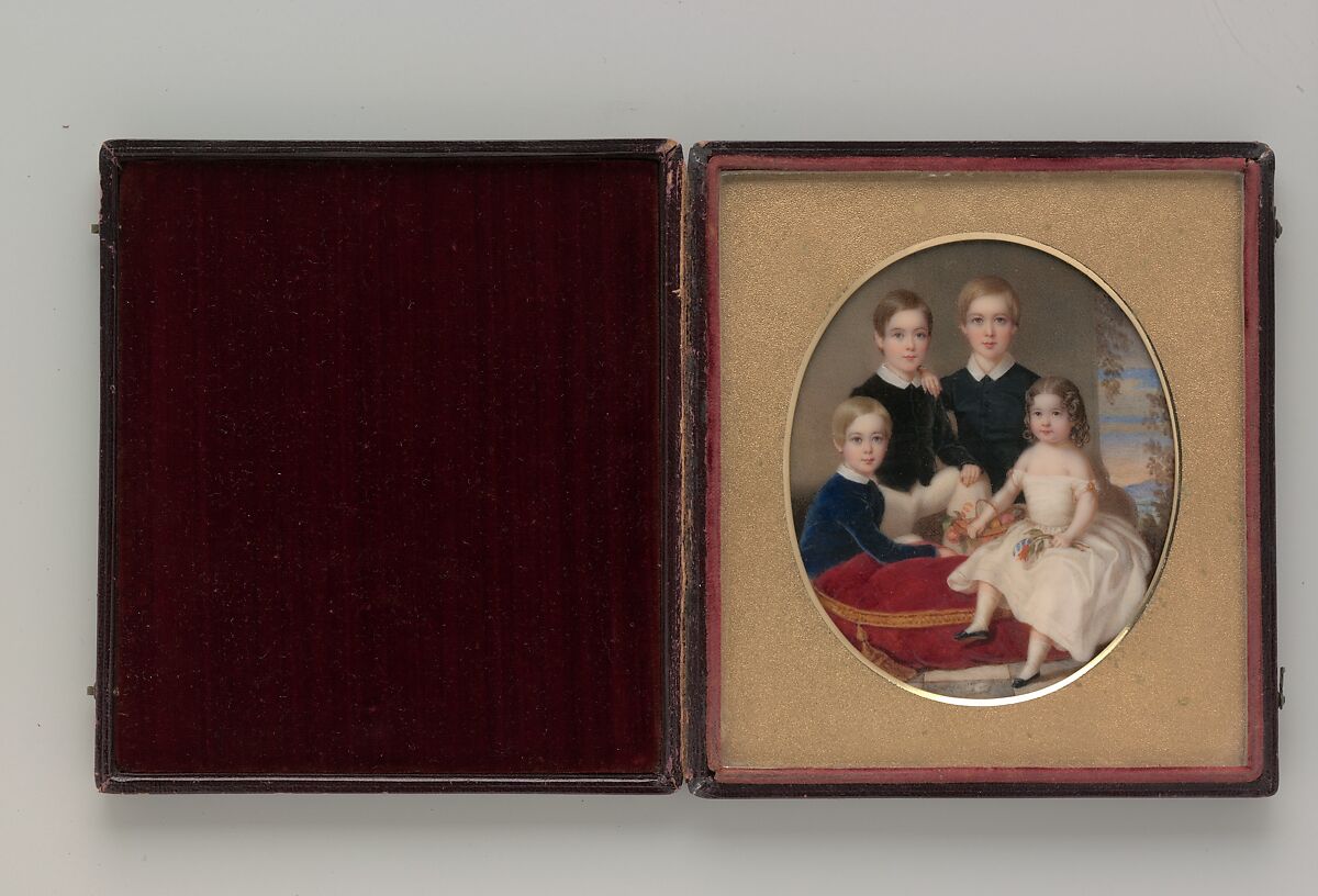 The Thompson Children, John Carlin (American, Philadelphia, Pennsylvania 1813–1891 New York), Watercolor on ivory, American 