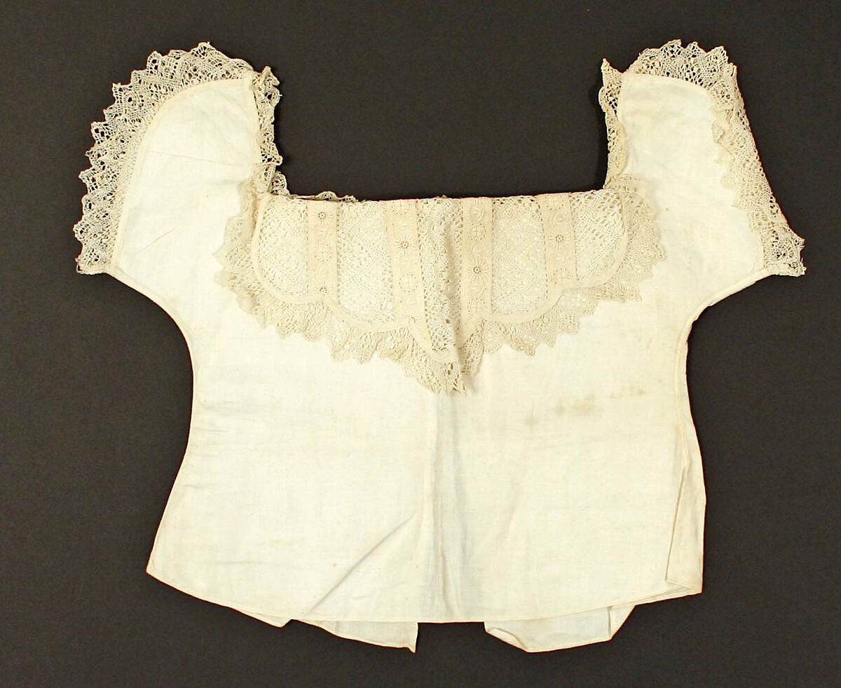 Shirt, linen, lace, American