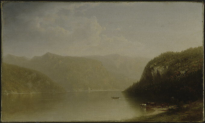 Mountain Lake Scene, John William Casilear (American, New York 1811–1893 Saratoga Springs, New York), Oil on canvas, American 