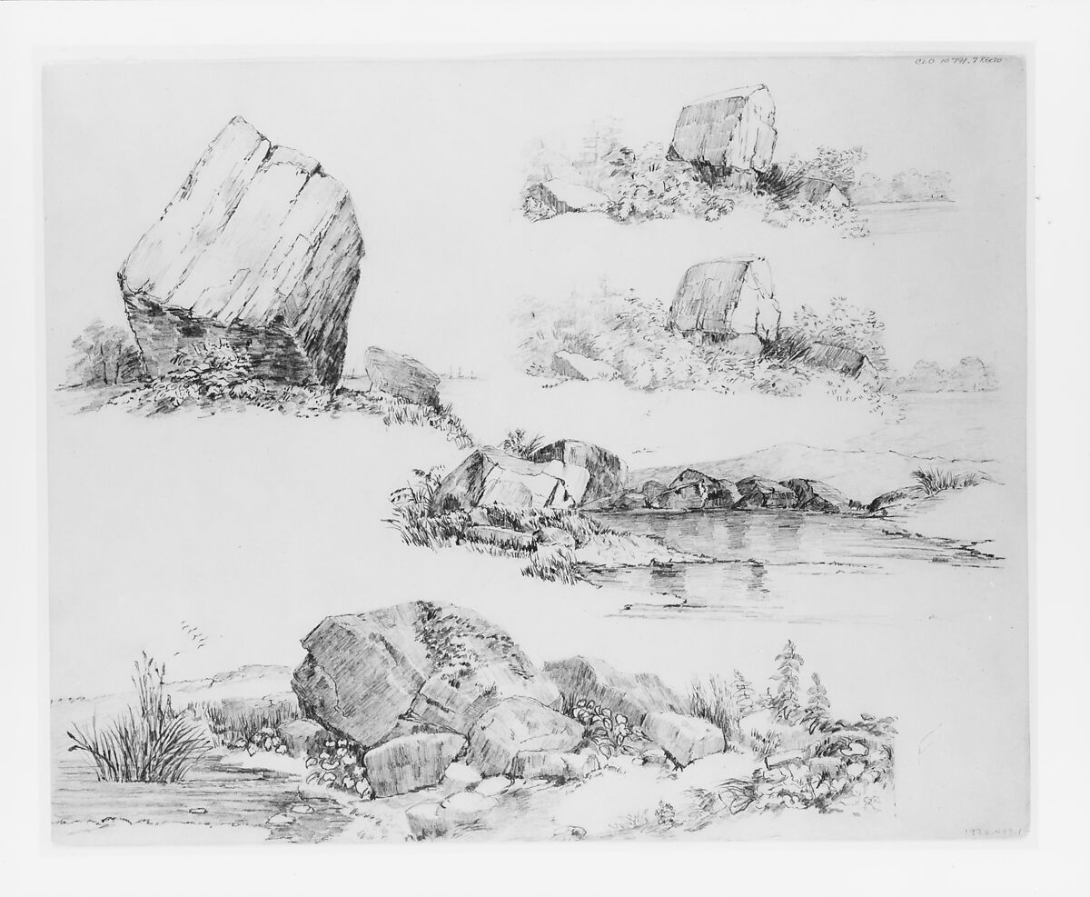 Study of Rocks, John William Casilear (American, New York 1811–1893 Saratoga Springs, New York), Graphite on off-white Bristol board, American
