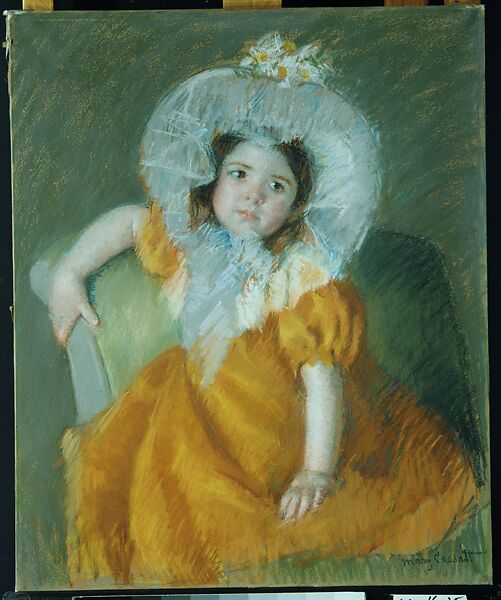 Margot in Orange Dress, Mary Cassatt (American, Pittsburgh, Pennsylvania 1844–1926 Le Mesnil-Théribus, Oise), Pastel on wove paper, mounted on canvas, American