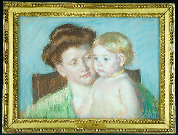 Mother and Child, Mary Cassatt (American, Pittsburgh, Pennsylvania 1844–1926 Le Mesnil-Théribus, Oise), Pastel on paper, American