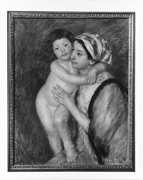 Mother and Child, Mary Cassatt (American, Pittsburgh, Pennsylvania 1844–1926 Le Mesnil-Théribus, Oise), Pastel on wove paper mounted on canvas, American