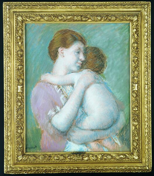 Mother and Child, Mary Cassatt (American, Pittsburgh, Pennsylvania 1844–1926 Le Mesnil-Théribus, Oise), Pastel on wove paper mounted on canvas, American