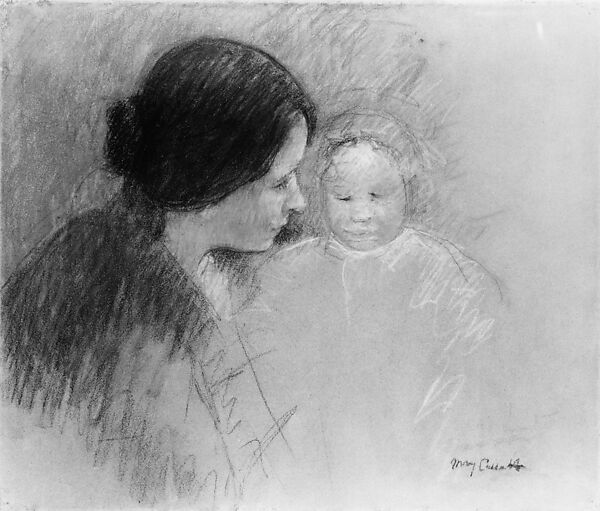 Mother and Child, Mary Cassatt (American, Pittsburgh, Pennsylvania 1844–1926 Le Mesnil-Théribus, Oise), Pastel on paper, American 