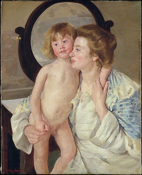 Mother and Child (The Oval Mirror), Mary Cassatt (American, Pittsburgh, Pennsylvania 1844–1926 Le Mesnil-Théribus, Oise), Oil on canvas, American 