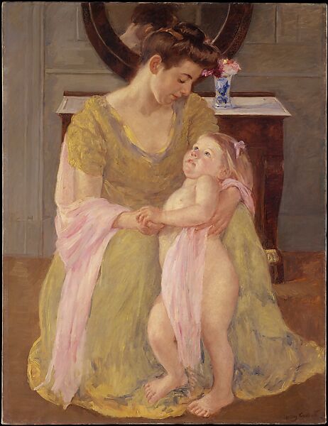 Mother and Child with a Rose Scarf, Mary Cassatt (American, Pittsburgh, Pennsylvania 1844–1926 Le Mesnil-Théribus, Oise), Oil on canvas, American 