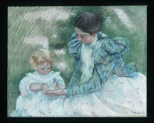 Mother Playing with Child, Mary Cassatt (American, Pittsburgh, Pennsylvania 1844–1926 Le Mesnil-Théribus, Oise), Pastel on wove paper, mounted on cardboard, American