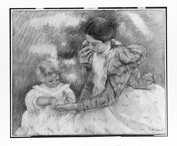 Mother Playing with Child, Mary Cassatt (American, Pittsburgh, Pennsylvania 1844–1926 Le Mesnil-Théribus, Oise), Pastel on wove paper, mounted on cardboard, American