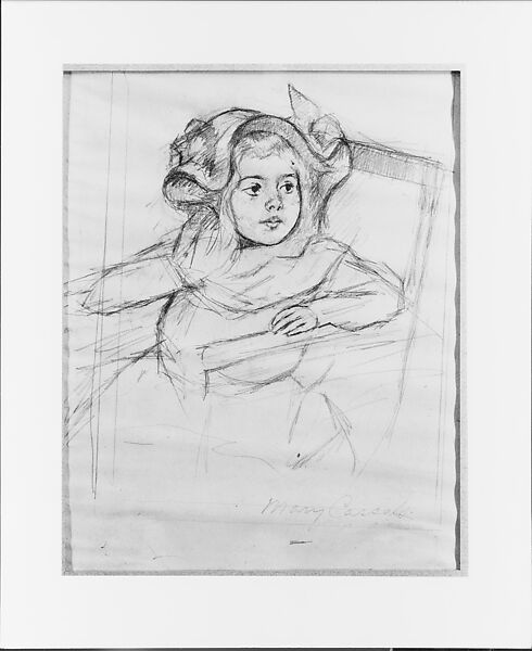 Child in Bonnet, Mary Cassatt (American, Pittsburgh, Pennsylvania 1844–1926 Le Mesnil-Théribus, Oise), Graphite on off-white wove paper, American