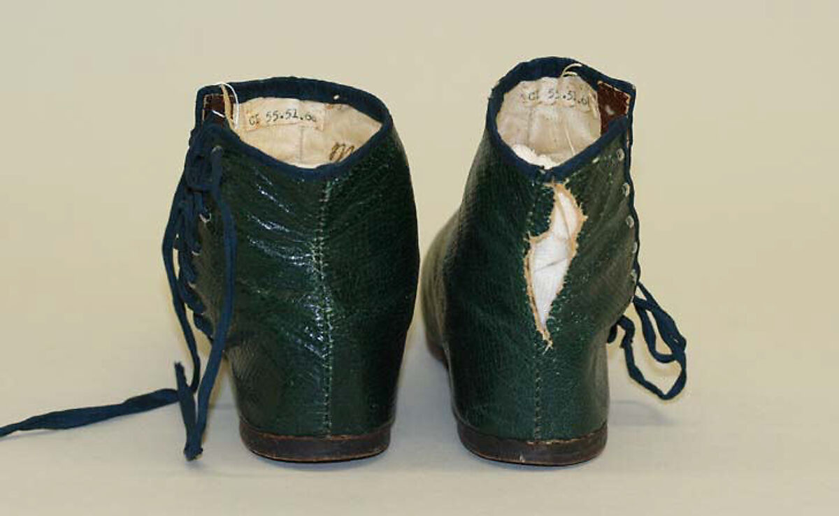 Shoes, leather, silk, linen, American