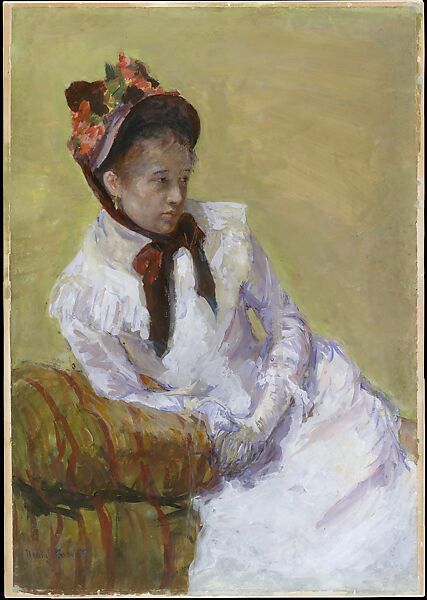 Portrait of the Artist, Mary Cassatt (American, Pittsburgh, Pennsylvania 1844–1926 Le Mesnil-Théribus, Oise), Watercolor, gouache on wove paper laid down to buff-colored wood-pulp paper, American 