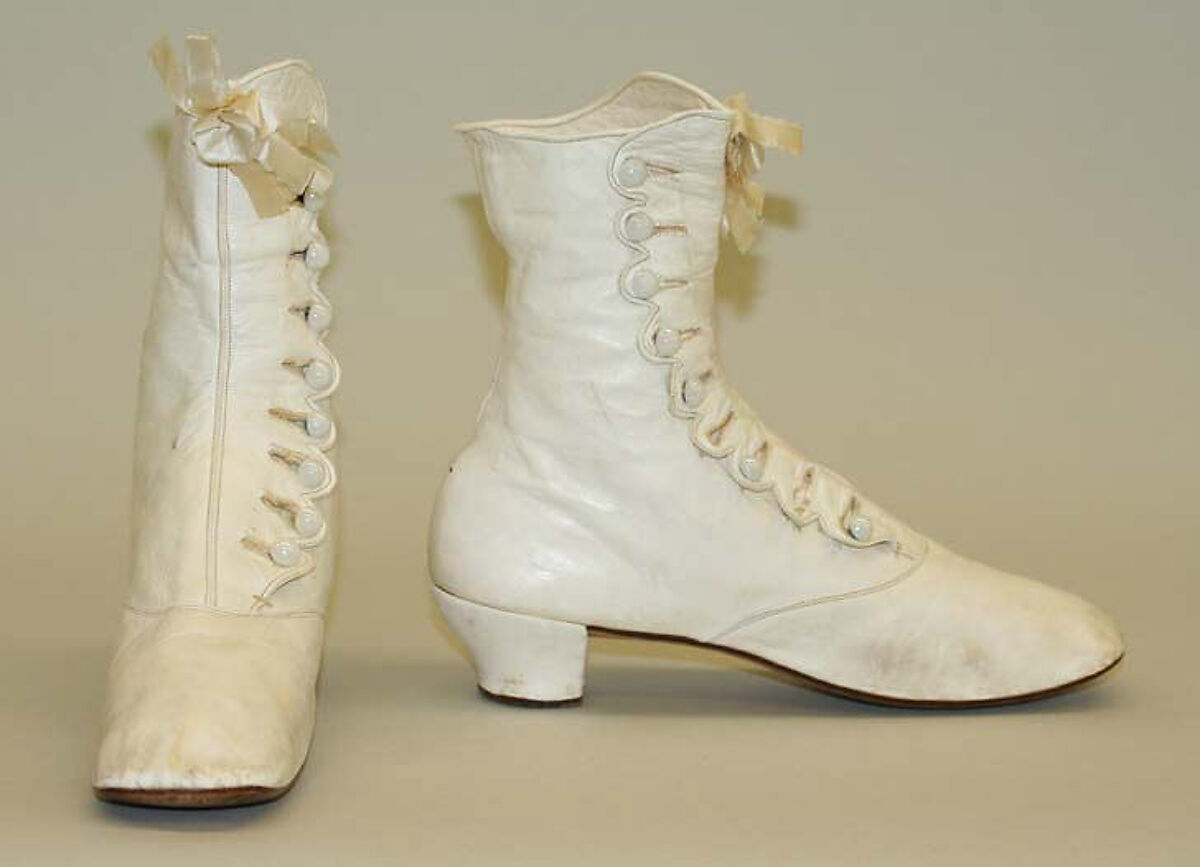 Shoes, leather, wood, cotton, silk, American 