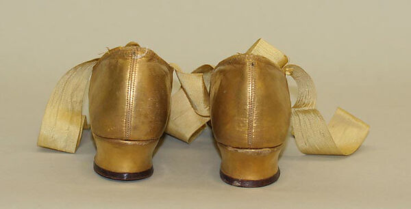 Slippers, leather, metallic, cotton, American