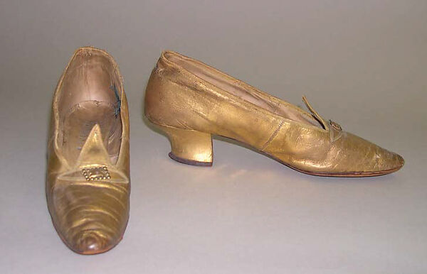 Slippers, leather, metallic, cotton, American 
