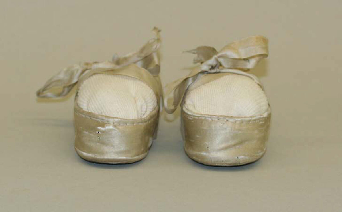 Slippers, leather, cotton, metal, silk, American