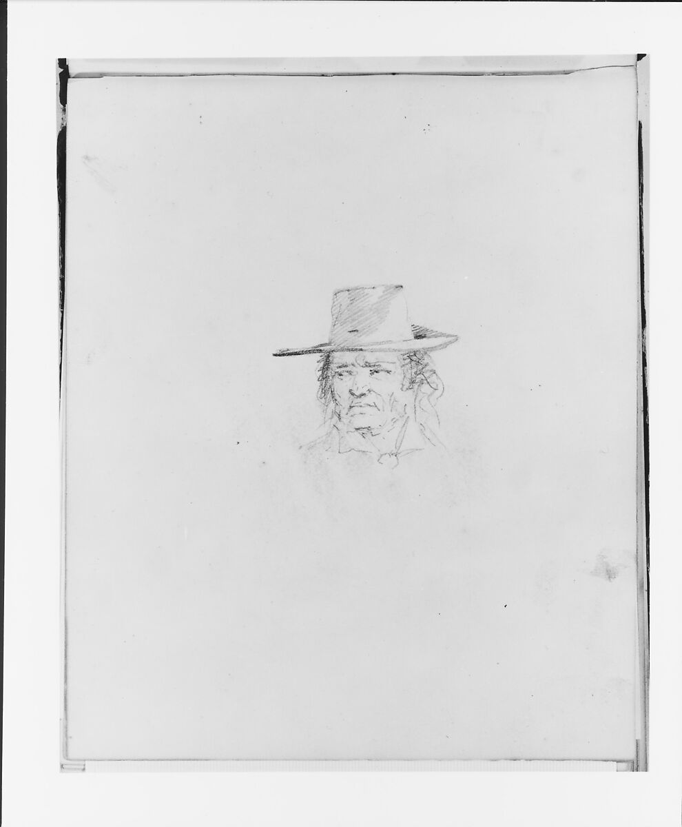 Man Wearing a Hat (from Sketchbook), Francis William Edmonds (American, Hudson, New York 1806–1863 Bronxville, New York), Graphite on off-white wove paper, American 