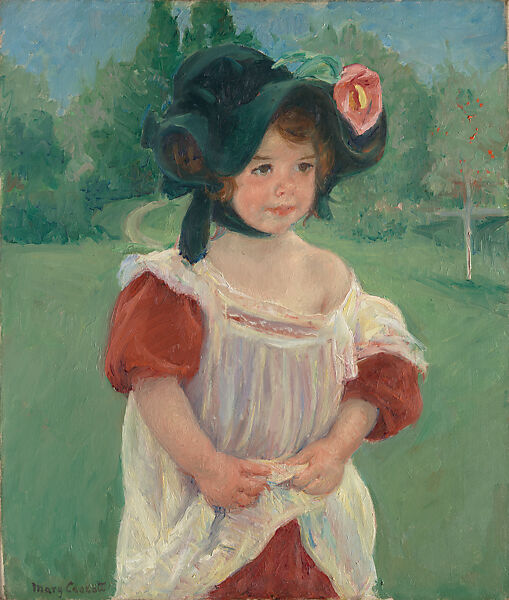 Spring: Margot Standing in a Garden (Fillette dans un jardin), Mary Cassatt (American, Pittsburgh, Pennsylvania 1844–1926 Le Mesnil-Théribus, Oise), Oil on canvas, American 