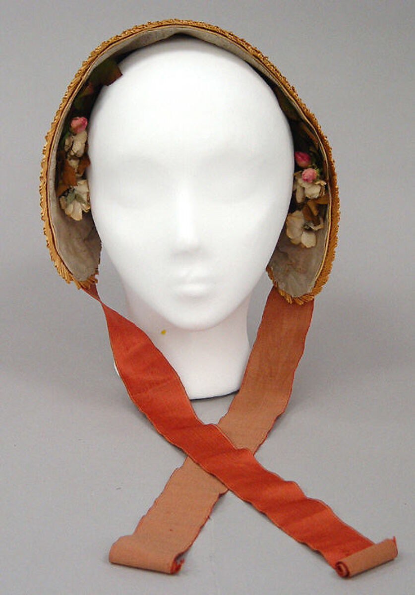Bonnet, straw, silk, American