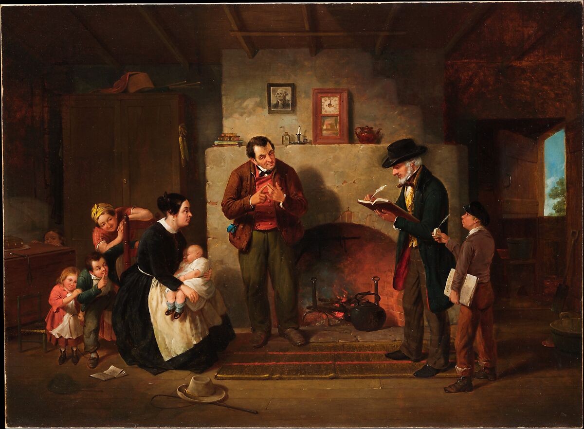 Taking the Census, Francis William Edmonds (American, Hudson, New York 1806–1863 Bronxville, New York), Oil on canvas, American 