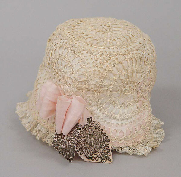 Bonnet, House of Lanvin (French, founded 1889), cotton, metallic thread, silk, French 