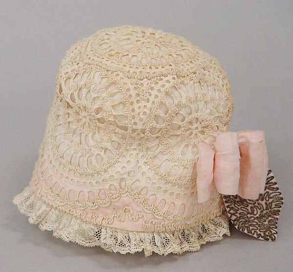 Bonnet, House of Lanvin (French, founded 1889), cotton, metallic thread, silk, French
