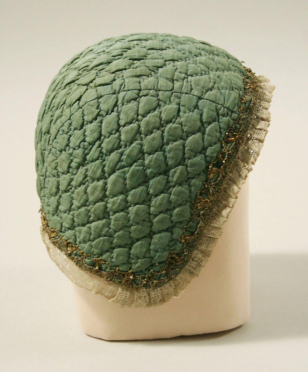 Cap, silk, cotton, probably French