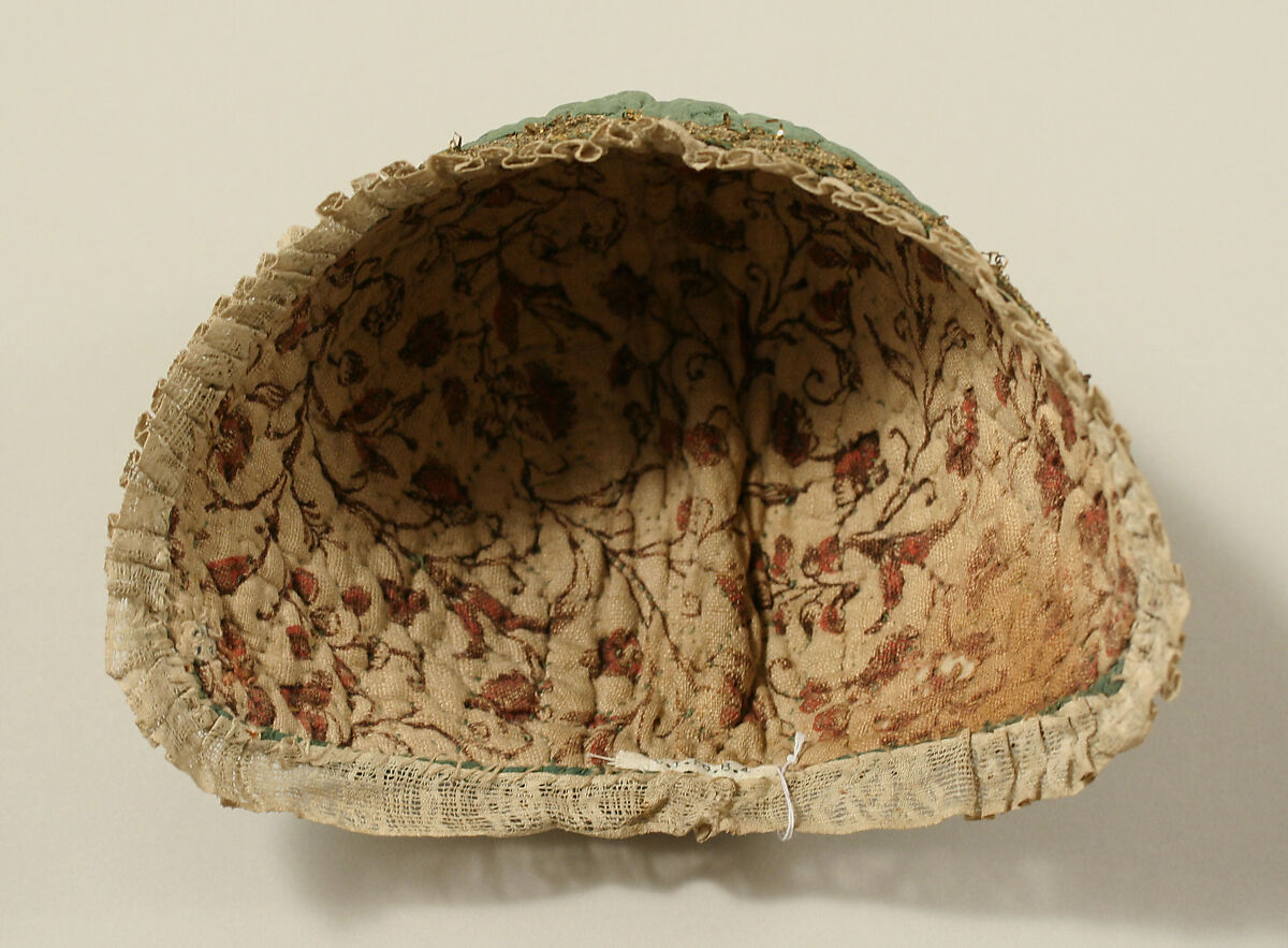 Cap, silk, cotton, probably French