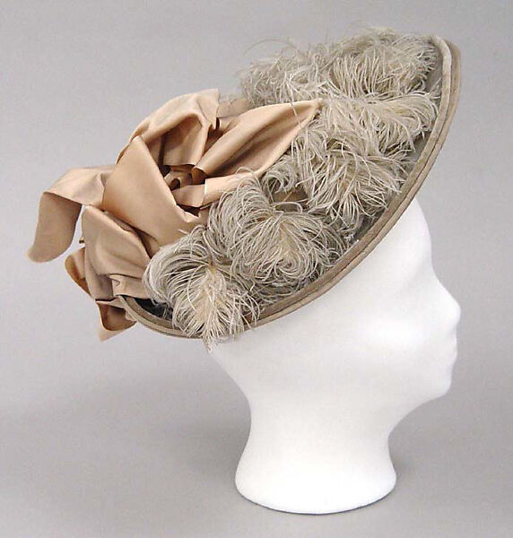 Hat, silk, feathers, American 
