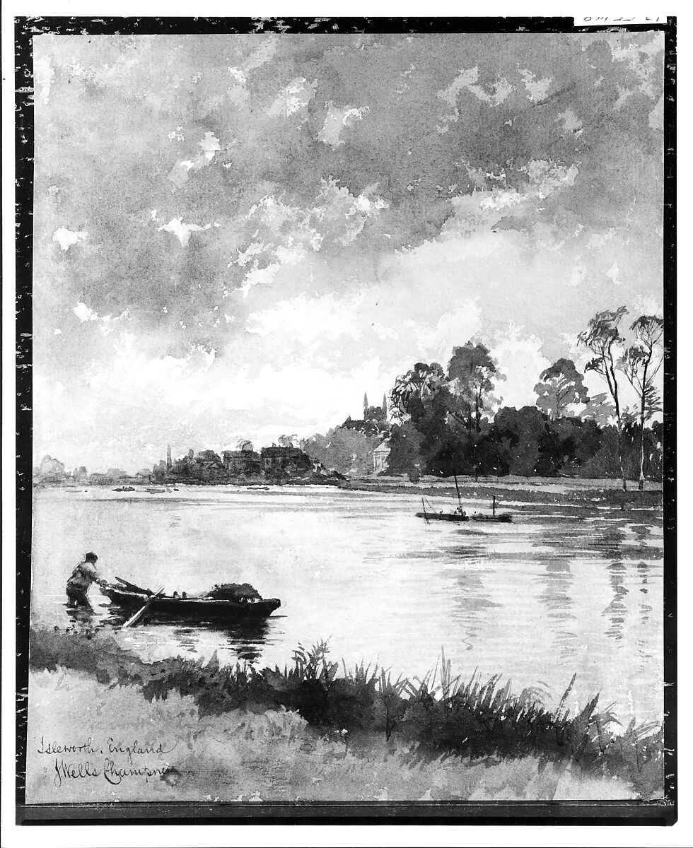 River Scene in England, James Wells Champney (American, Boston, Massachusetts 1843–1903 New York), Watercolor and gouache on off-white wove paper, American