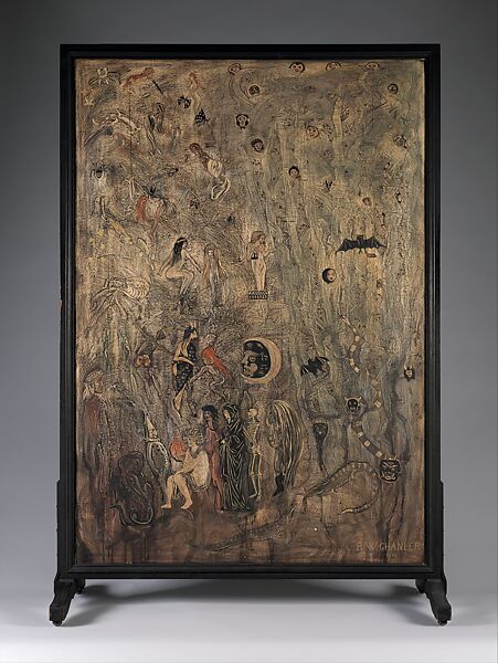 Screen: "Porcupines" and "Nightmare", Robert Winthrop Chanler (1872–1930), Oil on wood, American