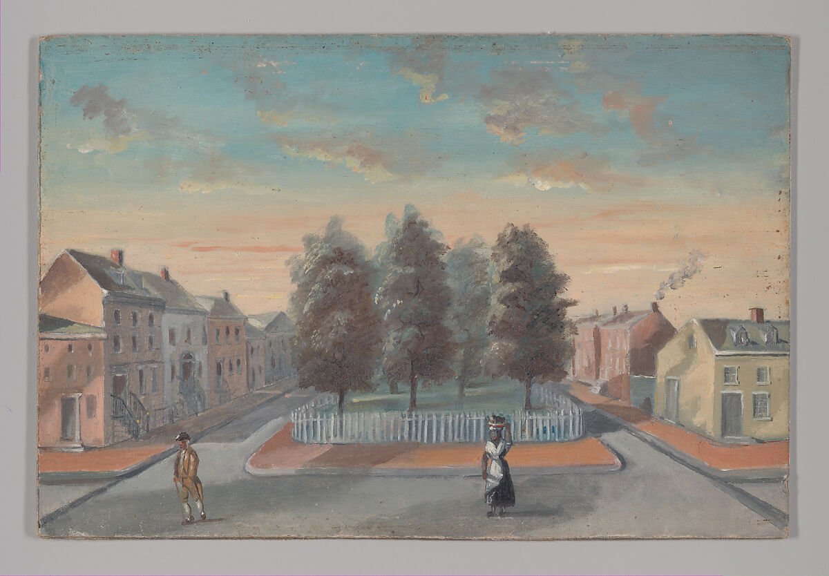 Baked Pears in Duane Park, William P. Chappel (American, 1801–1878), Oil on slate paper, American 